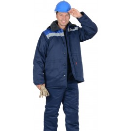 Куртка "БРИГАДИР" мужская с меховым ворот.синий с васильковым и СОП