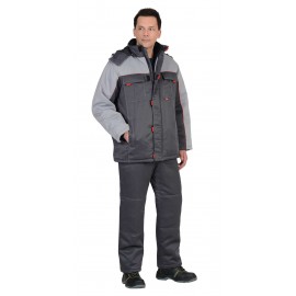 Костюм "ФАВОРИТ" зимний: куртка дл., брюки тёмно-серый с серым тк. CROWN-230