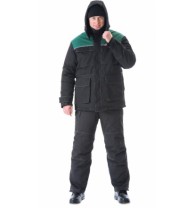 Костюм "СИБИРЬ": куртка дл.,брюки чёрный с зелёным